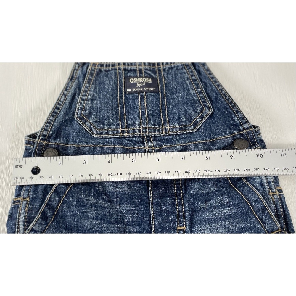 Osh Kosh Denim Overalls Size 9-12 Months Shortalls Blue Jean‎ Baby Cute - Picture 6 of 9